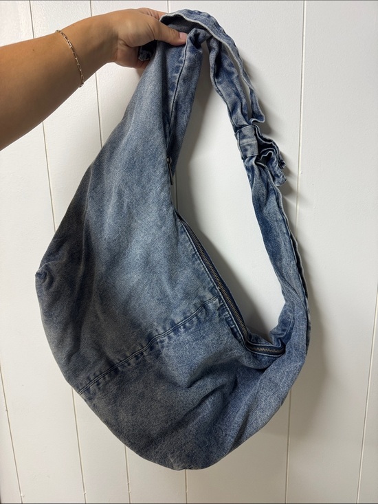 Handbags - Washed Blue Denim Shoulder Hobo Bag